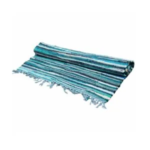 bG9jYWw6Ly9tZWRpYS9TUi9KQy82MFIzMEMxRzZSV0tKQ1NSLzMxNzZjNDFhLmpwZWc.webp Small Rag Rug - 50x90cm - premium quality - Aqua Blues