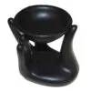 Abstract Swan Oil Burner Ceramic Matte Black Flameless Matte black ceramic abstract swan flameless oil burner and aroma diffuser.