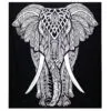 Elephant Mandala Tapestry Polyester Black And White Print Black and white elephant mandala tapestry featuring intricate geometric patterns.