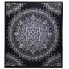 Mandala Tapestry Fabric Wall Hanging Black And White Floral Black and white mandala tapestry featuring an intricate geometric floral pattern.