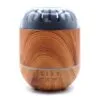 Brown wood grain aromatherapy diffuser with timer settings and illuminated LED vents.