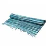 Striped Area Rug Handwoven Cotton Blue and Mint Fringe Edges Handwoven blue, mint green and grey striped cotton area rug with fringed edges.