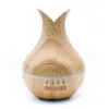 Essential Oil Diffuser Wood Grain Light Brown LED Timer Light brown wood grain essential oil diffuser with blue LED timer lights.
