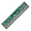 Incense Holder Stone Metal Turquoise Filigree Medallions Artisanal turquoise stone incense holder featuring mosaic tiles and intricate silver filigree medallions.